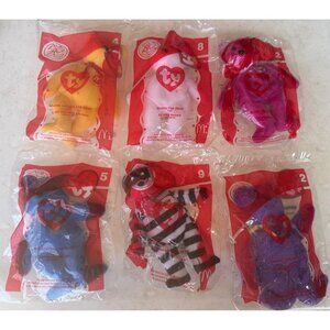 Lot of 6 McDonald's Corp TY Beanie Babies Happy Meal Toys 25-Year Anniversary